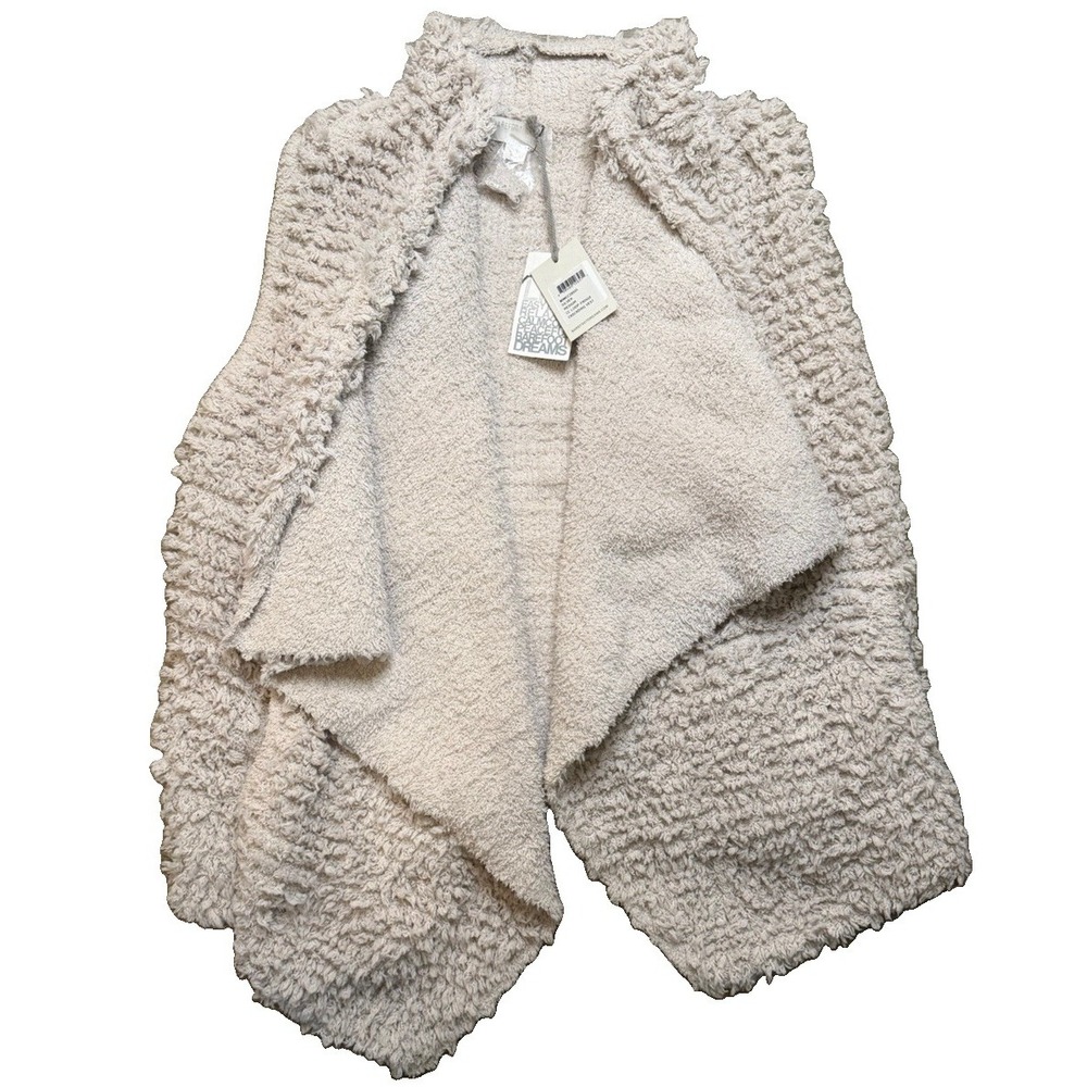 Barefoot Dreams CozyChic Loop Fringe Cascading Vest Silver Medium NWT